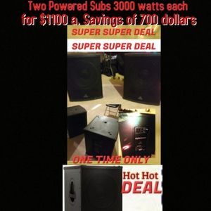 Two Behringer 3000 watt Powered subwoofers